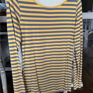 Matilda Jane Striped Long-Sleeve Women’s Top - Yellow & Gray